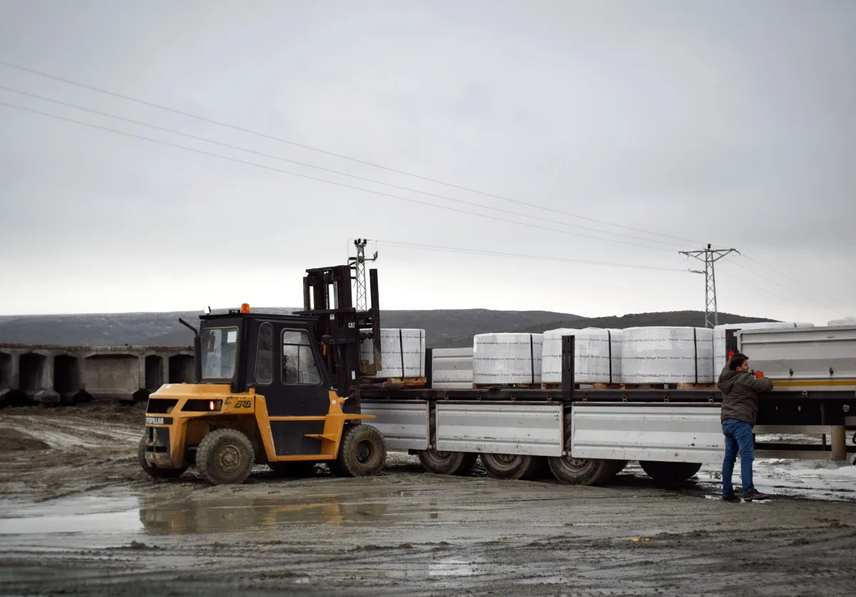Cargo team coordinating a truck loading operation