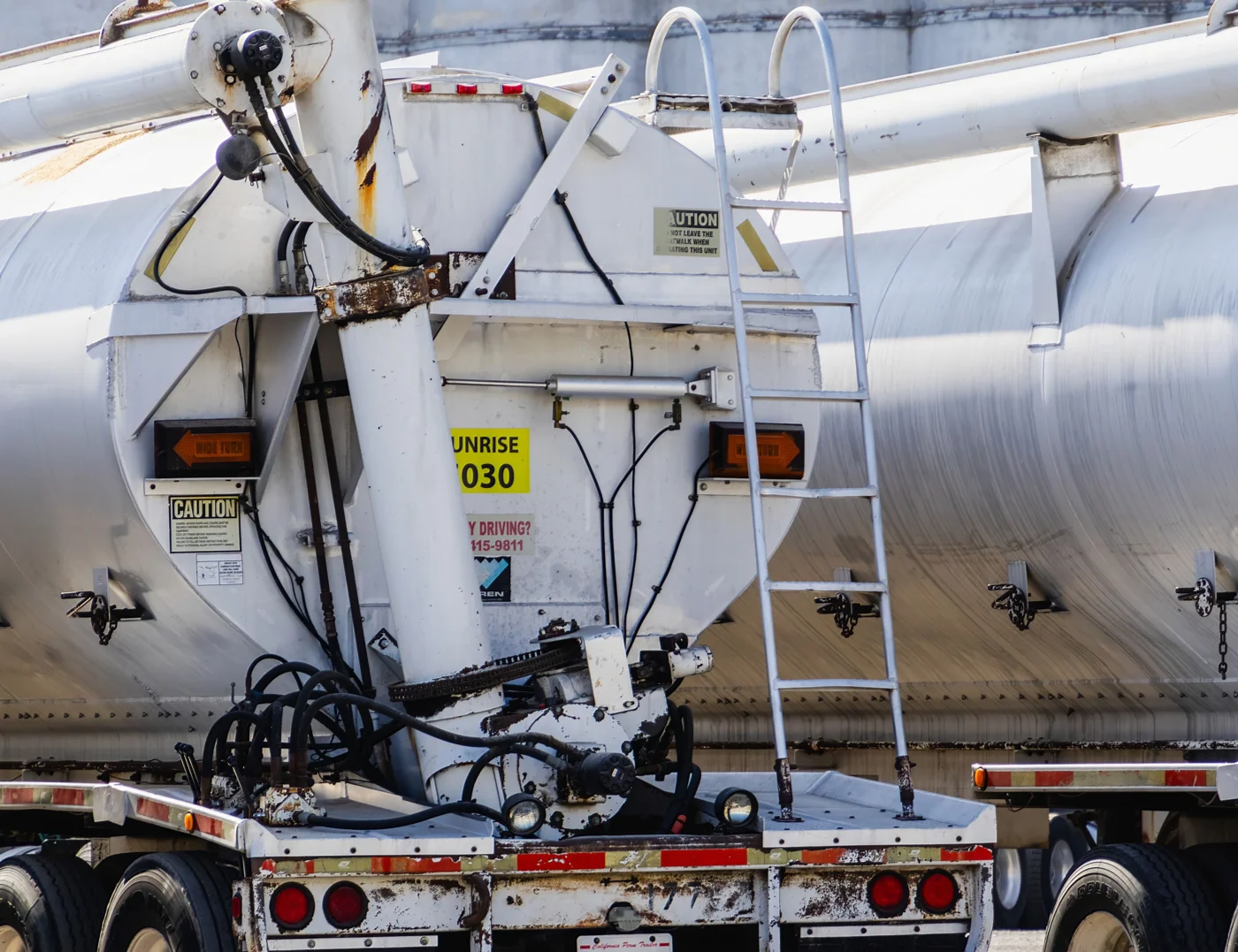 Tanker truck used for specialized goods transportation