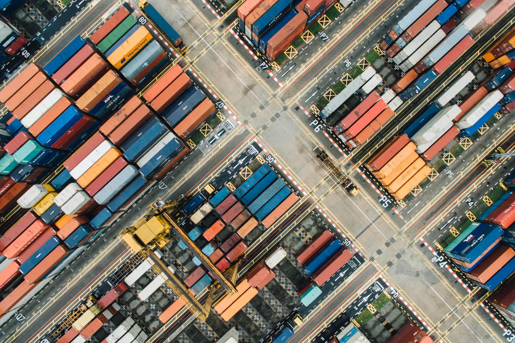 Container ship at a commercial port